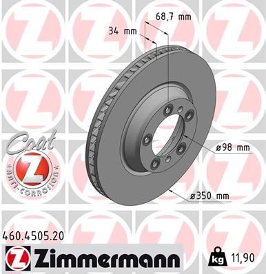 Obrázok Brzdový kotúč ZIMMERMANN COAT Z 460450520