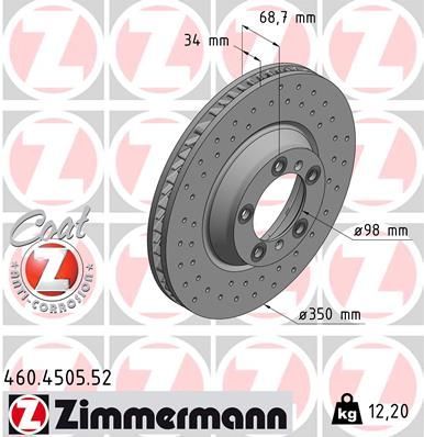 Obrázok Brzdový kotúč ZIMMERMANN SPORT COAT Z 460450552