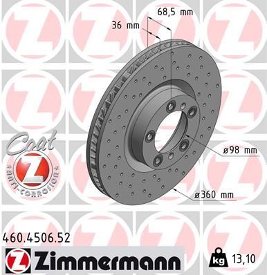 Obrázok Brzdový kotúč ZIMMERMANN SPORT COAT Z 460450652