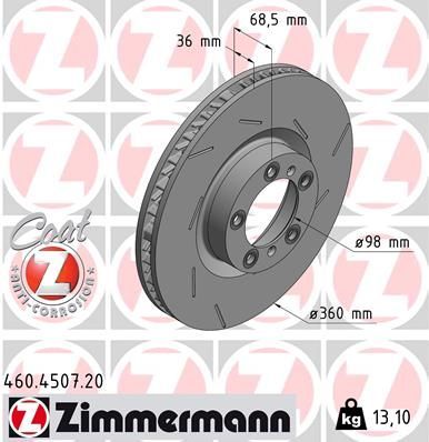 Obrázok Brzdový kotúč ZIMMERMANN COAT Z 460450720