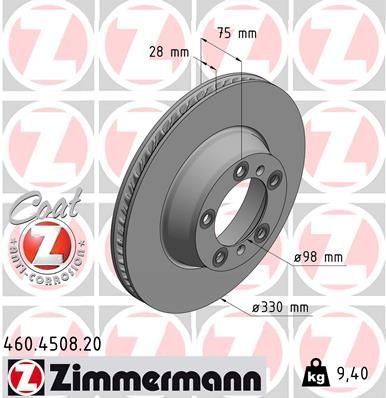 Obrázok Brzdový kotúč ZIMMERMANN COAT Z 460450820