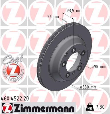 Obrázok Brzdový kotúč ZIMMERMANN COAT Z 460452220