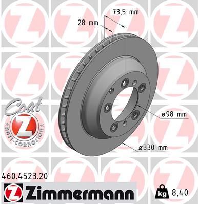 Obrázok Brzdový kotúč ZIMMERMANN COAT Z 460452320