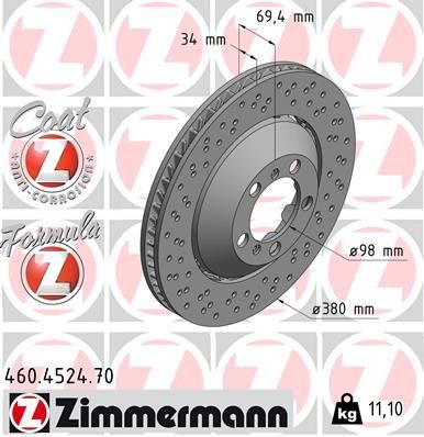 Obrázok Brzdový kotúč ZIMMERMANN FORMULA Z COAT Z 460452470