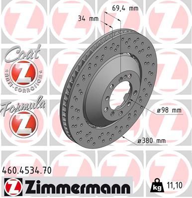Obrázok Brzdový kotúč ZIMMERMANN FORMULA Z COAT Z 460453470