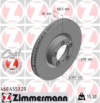 Obrázok Brzdový kotúč ZIMMERMANN COAT Z 460455320