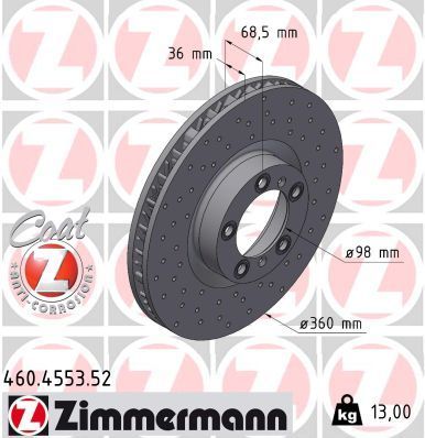 Obrázok Brzdový kotúč ZIMMERMANN SPORT COAT Z 460455352