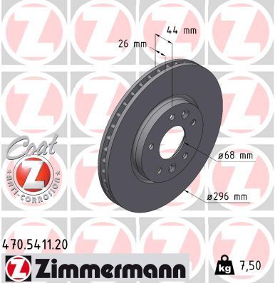 Obrázok Brzdový kotúč ZIMMERMANN COAT Z 470541120