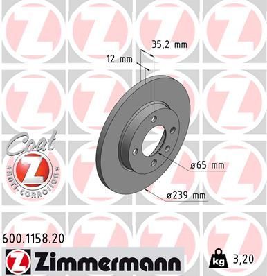 Obrázok Brzdový kotúč ZIMMERMANN COAT Z 600115820
