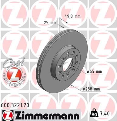 Obrázok Brzdový kotúč ZIMMERMANN COAT Z 600322120