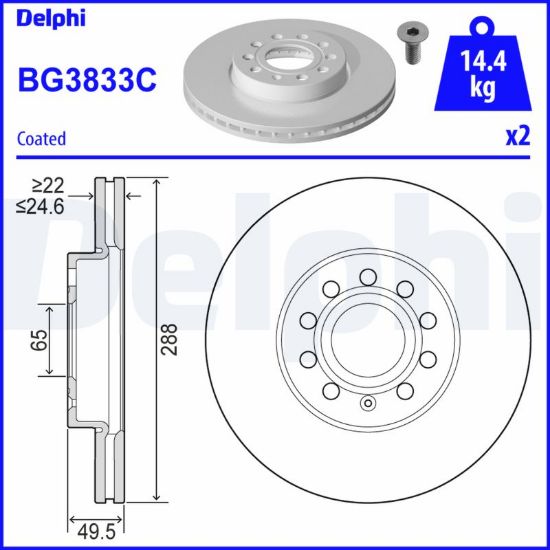 Obrázok Brzdový kotúč DELPHI  BG3833C