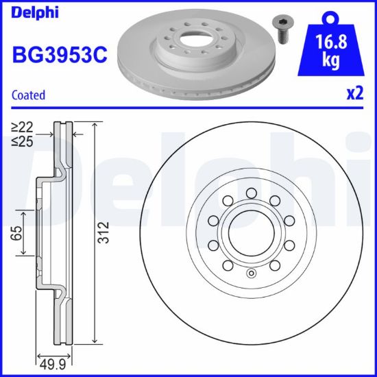 Obrázok Brzdový kotúč DELPHI  BG3953C