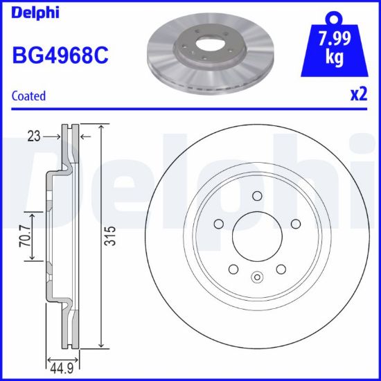 Obrázok Brzdový kotúč DELPHI  BG4968C