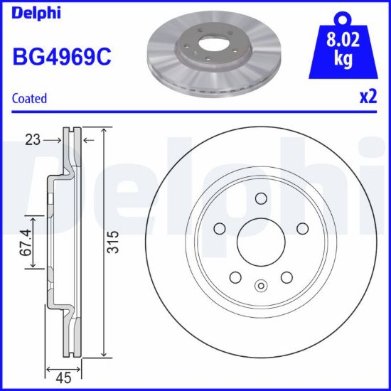 Obrázok Brzdový kotúč DELPHI  BG4969C