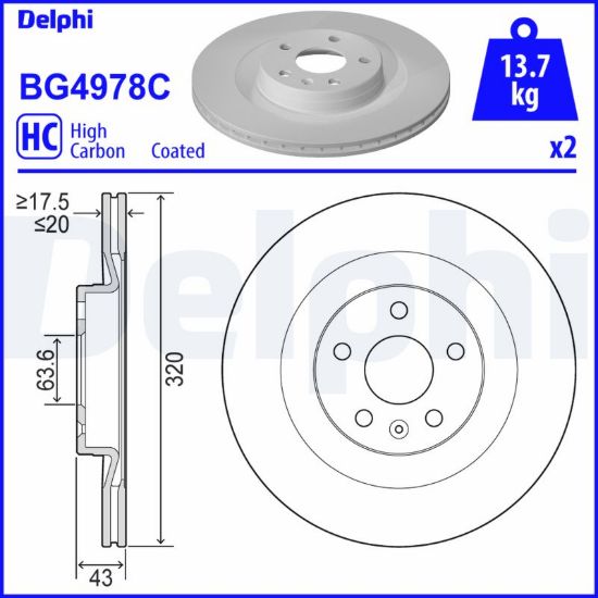 Obrázok Brzdový kotúč DELPHI  BG4978C