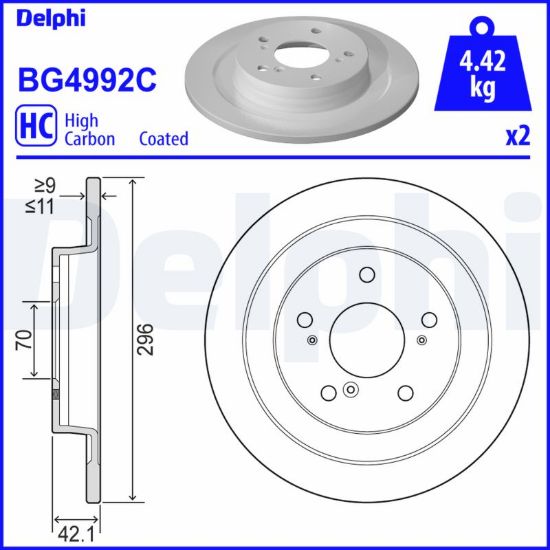 Obrázok Brzdový kotúč DELPHI  BG4992C