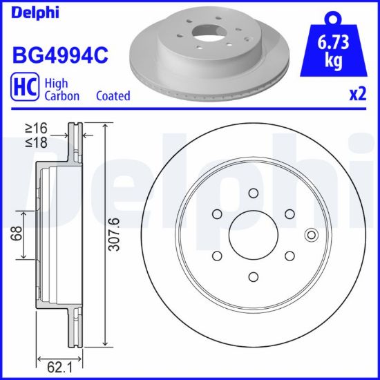 Obrázok Brzdový kotúč DELPHI  BG4994C