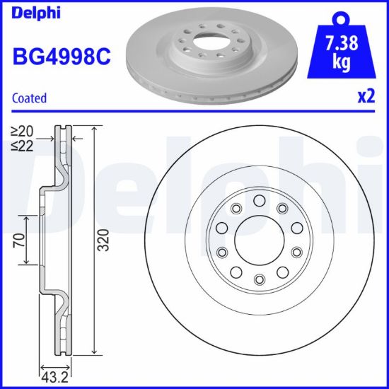 Obrázok Brzdový kotúč DELPHI  BG4998C