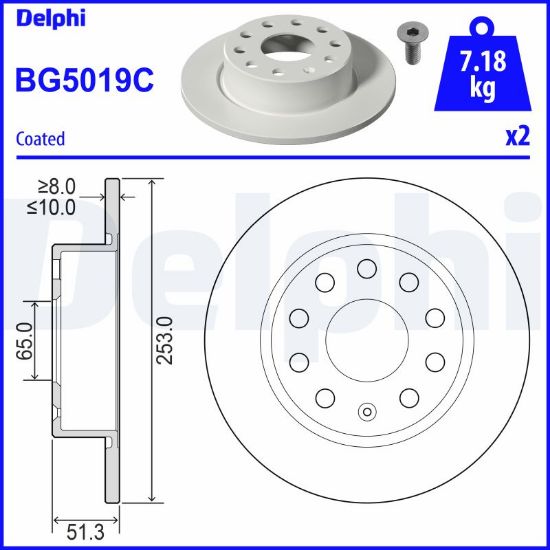 Obrázok Brzdový kotúč DELPHI  BG5019C
