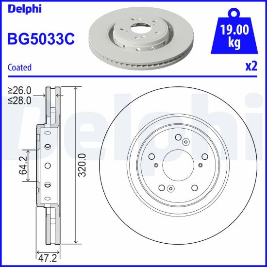 Obrázok Brzdový kotúč DELPHI  BG5033C