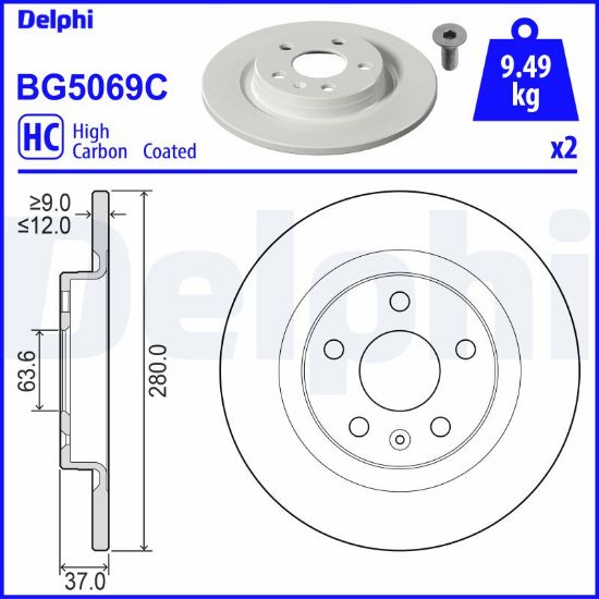 Obrázok Brzdový kotúč DELPHI  BG5069C