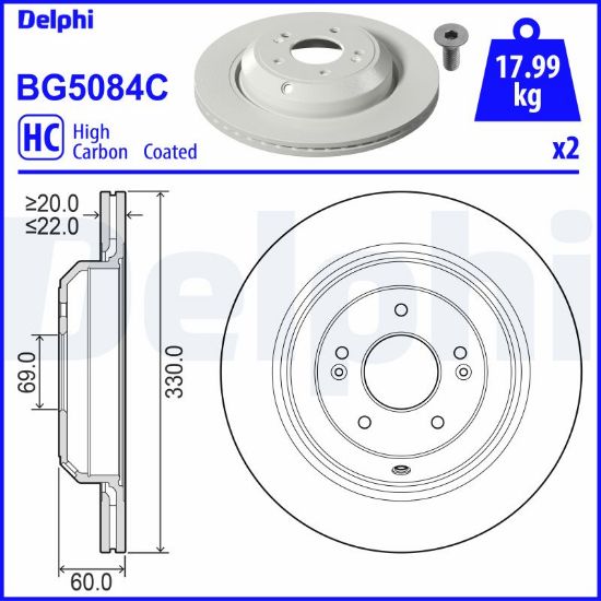 Obrázok Brzdový kotúč DELPHI  BG5084C