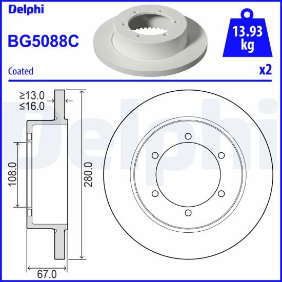 Obrázok Brzdový kotúč DELPHI  BG5088C