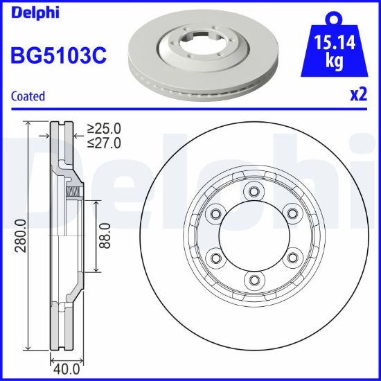 Obrázok Brzdový kotúč DELPHI  BG5103C