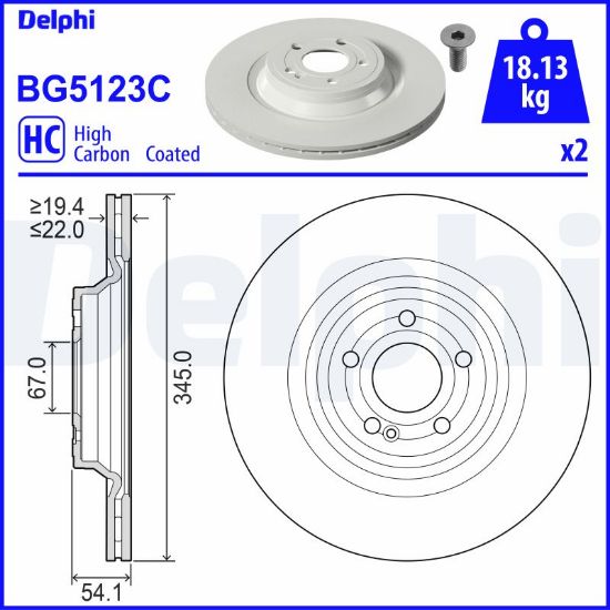 Obrázok Brzdový kotúč DELPHI  BG5123C