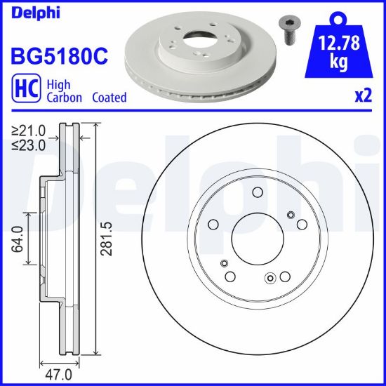 Obrázok Brzdový kotúč DELPHI  BG5180C