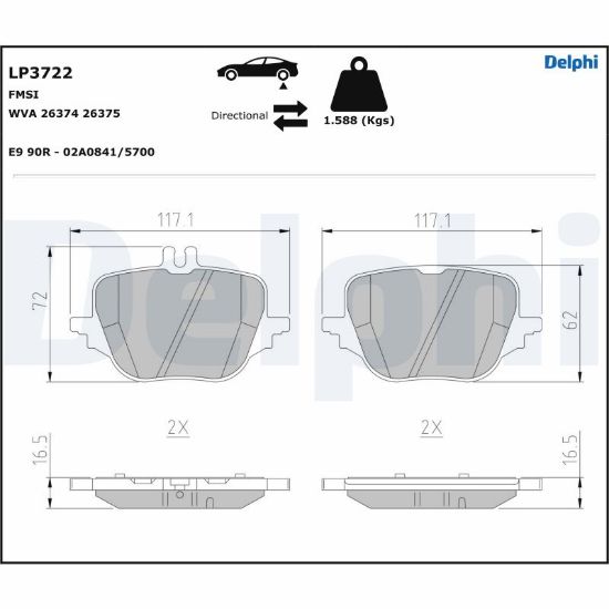 Obrázok Sada brzdových platničiek kotúčovej brzdy DELPHI  LP3722