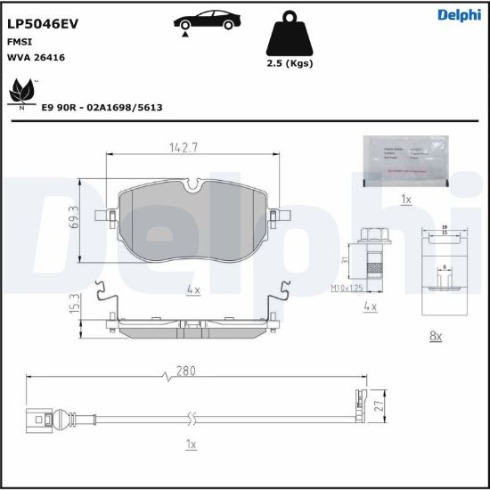 Obrázok Sada brzdových platničiek kotúčovej brzdy DELPHI  LP5046EV