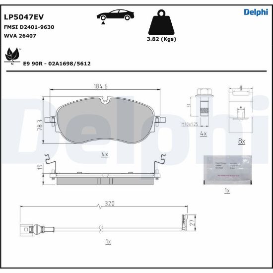 Obrázok Sada brzdových platničiek kotúčovej brzdy DELPHI  LP5047EV