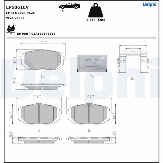 Obrázok Sada brzdových platničiek kotúčovej brzdy DELPHI  LP5061EV