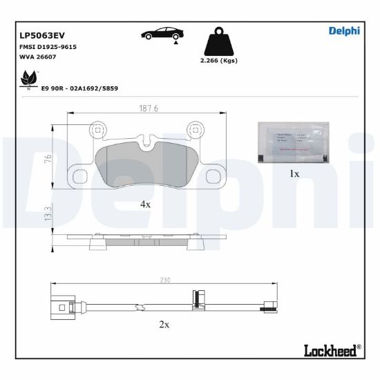 Obrázok Sada brzdových platničiek kotúčovej brzdy DELPHI  LP5063EV