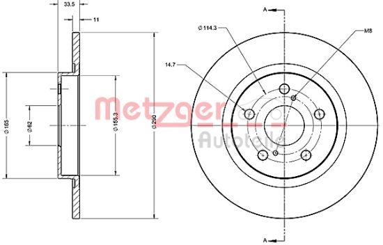 Obrázok Brzdový kotúč METZGER  6110427