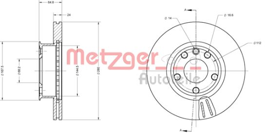 Obrázok Brzdový kotúč METZGER  6110484