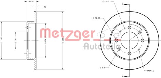 Obrázok Brzdový kotúč METZGER  6110510