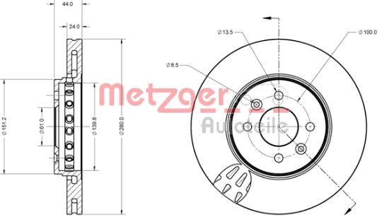 Obrázok Brzdový kotúč METZGER  6110729