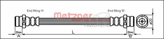 Obrázok Brzdová hadica METZGER  4113310