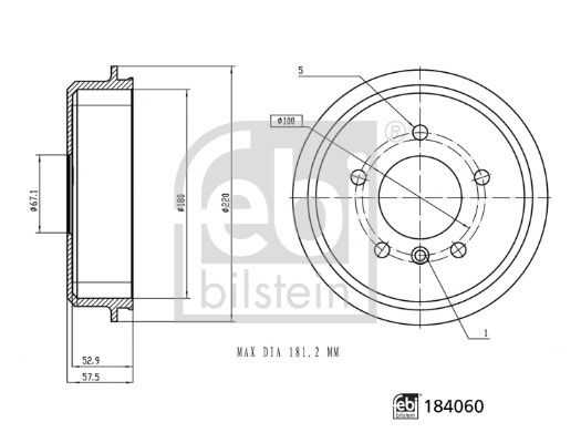 Obrázok Brzdový bubon FEBI BILSTEIN  184060