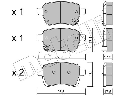 Obrázok Sada brzdových platničiek kotúčovej brzdy METELLI  2210120
