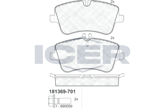 Obrázok Sada brzdových platničiek kotúčovej brzdy ICER  181369701