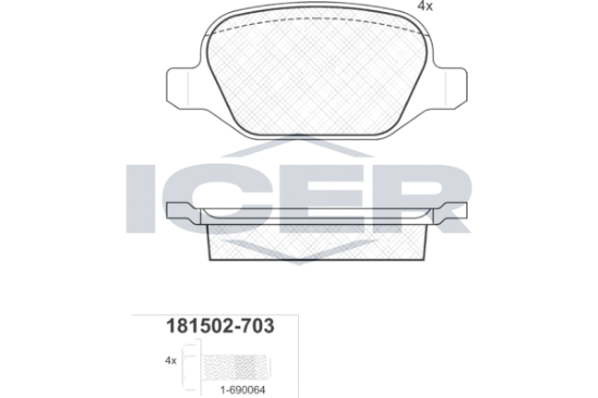 Obrázok Sada brzdových platničiek kotúčovej brzdy ICER  181502703
