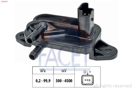 Obrázok Snímač tlaku výfukových plynov FACET Made in Italy - OE Equivalent 103316