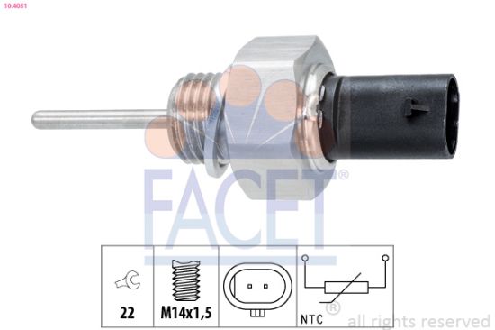 Obrázok Snímač teploty nasávaného vzduchu FACET Made in Italy - OE Equivalent 104051