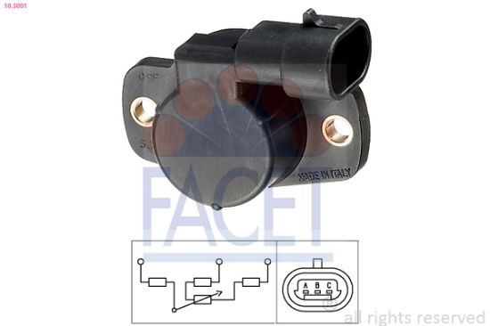 Obrázok Snímač polohy żkrtiacej klapky FACET Made in Italy - OE Equivalent 105001