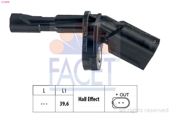 Obrázok Snímač počtu otáčok kolesa FACET Made in Italy - OE Equivalent 210008