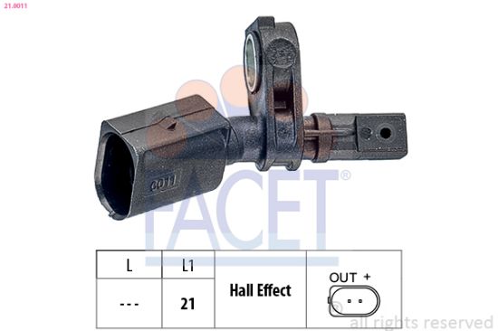 Obrázok Snímač počtu otáčok kolesa FACET Made in Italy - OE Equivalent 210011