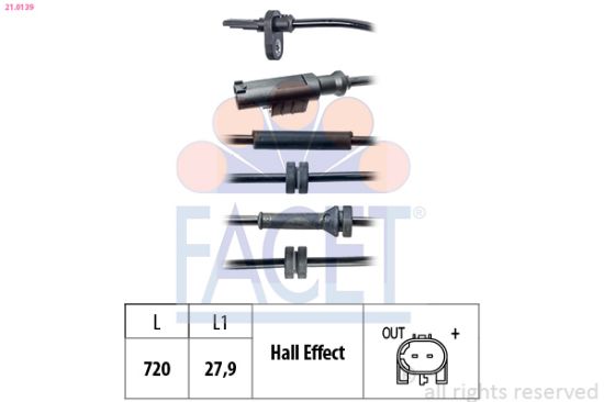 Obrázok Snímač počtu otáčok kolesa FACET Made in Italy - OE Equivalent 210139